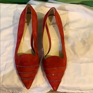 Italian made low heel red pumps